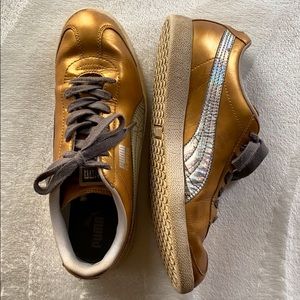 Gold and Silver Puma Flipper Trainers